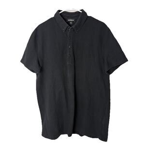 Express Short Sleeve Polo Shirt Men’s XL Black Piqué Knit Button Placket